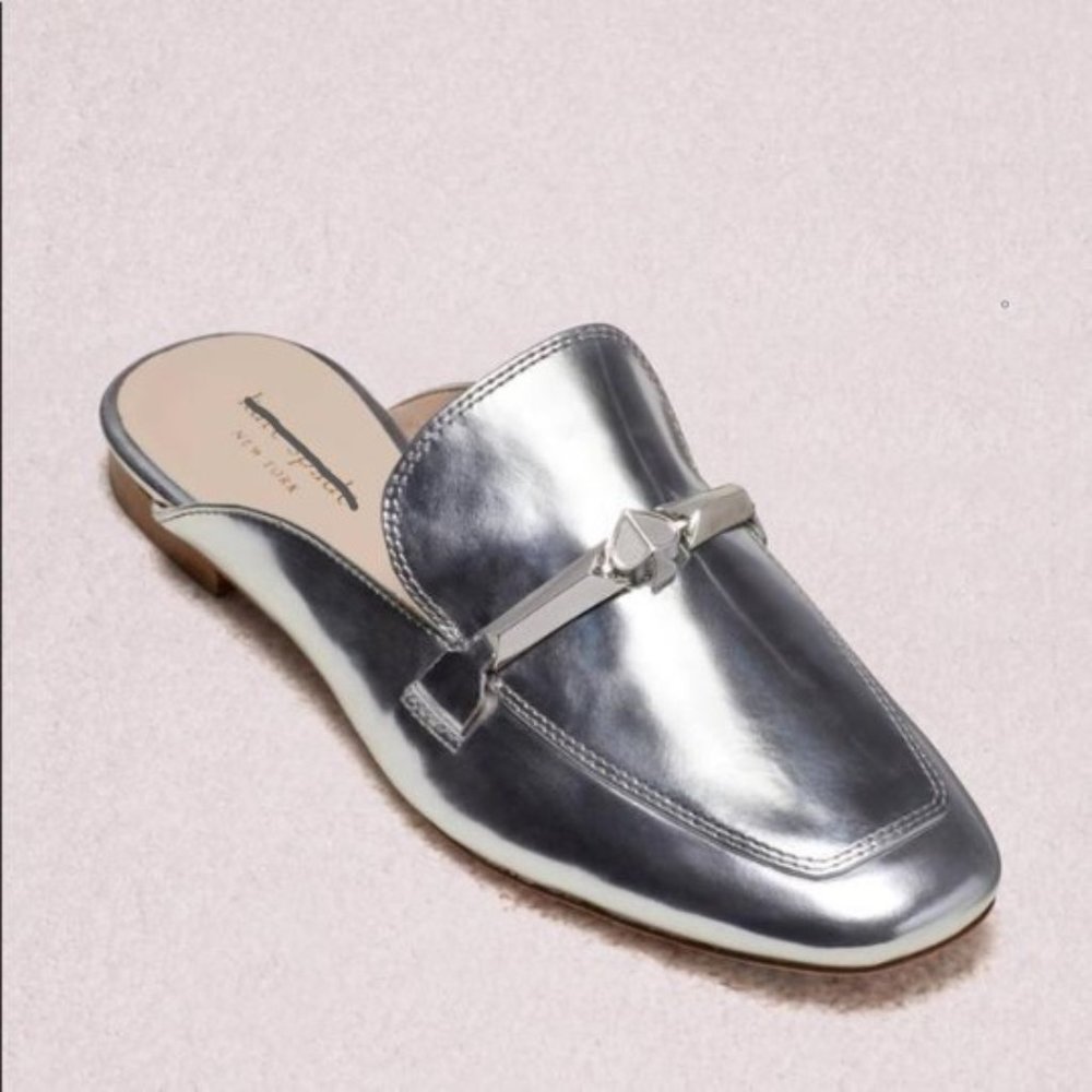 Kate Spade NY Laura Mules/Slides in Silver- NEW